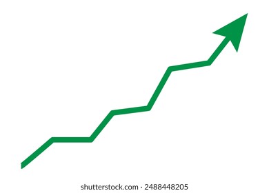 Growing business green arrow chart bar. Profit arow Vector illustration. Business concept, growing chart. Concept of sales symbol icon with arrow moving up. Economic Arrow With Growing Trend.