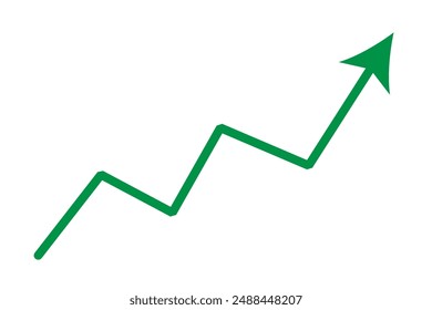 Growing business green arrow chart bar. Profit arow Vector illustration. Business concept, growing chart. Concept of sales symbol icon with arrow moving up. Economic Arrow With Growing Trend.