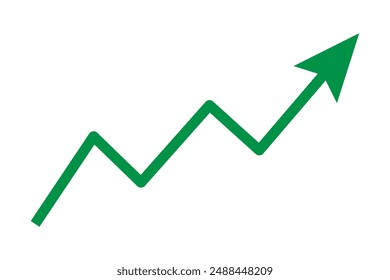 Growing business green arrow chart bar. Profit arow Vector illustration. Business concept, growing chart. Concept of sales symbol icon with arrow moving up. Economic Arrow With Growing Trend.