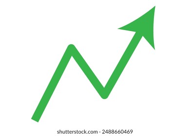 Growing business green arrow chart bar. Profit arow Vector illustration. Business concept, growing chart. Concept of sales symbol icon with arrow moving up. Economic Arrow With Growing Trend.