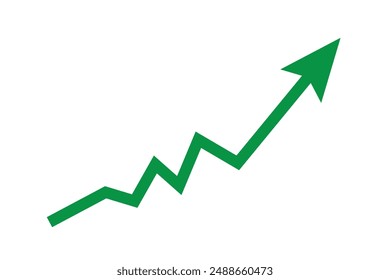 Growing business green arrow chart bar. Profit arow Vector illustration. Business concept, growing chart. Concept of sales symbol icon with arrow moving up. Economic Arrow With Growing Trend.