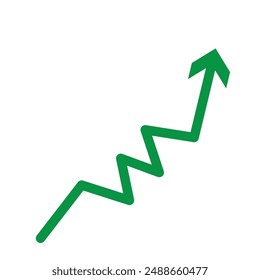 Growing business green arrow chart bar. Profit arow Vector illustration. Business concept, growing chart. Concept of sales symbol icon with arrow moving up. Economic Arrow With Growing Trend.