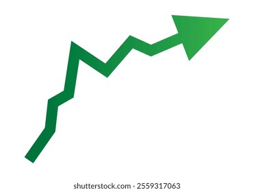 Growing business green arrow chart bar. Profit arow Vector illustration. Business concept, growing chart. Concept of sales symbol icon with arrow moving up. Economic Arrow With Growing Trend.