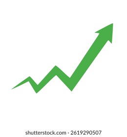 Growing business green arrow on white, Profit green arrow, Vector illustration.Business concept, growing chart. Concept of sales symbol icon with arrow moving up. Economic Arrow With Growing Trend.