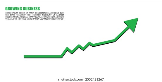 Growing business green arrow up sign, Financial statistic graphic symbol, Profit increase sign, Concept of sales symbol icon with arrow moving up
