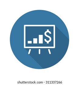 Growing Business Icon. Business Presentation. Flat Design. Long Shadow. Isolated Illustrator.