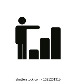 Growing business man graph icon.Vector illustration. Flat style design