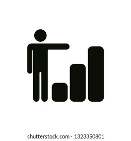 Growing business man graph icon.Vector illustration. Flat style design