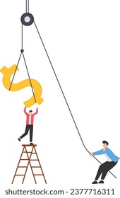 Growing business, raising income or wages, growth or improvement, increase price, interest rate or inflation, rising up direction concept

