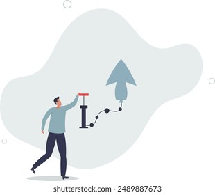 Growing business, raising income or wages, growth or improvement, increase price, interest rate or inflation, rising up direction concept.flat design.illustration with people.