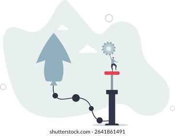 Growing business, raising income or wages, growth or improvement, increase price, interest rate or inflation, rising up direction concept. character life .