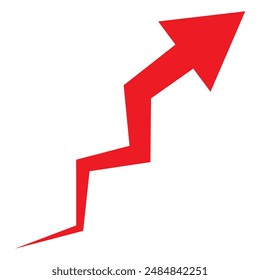 Growing business red arrow on white, Profit red arrow, Vector illustration.Business concept, growing chart. Concept of sales symbol icon with arrow moving up. Economic Arrow With Growing Trend