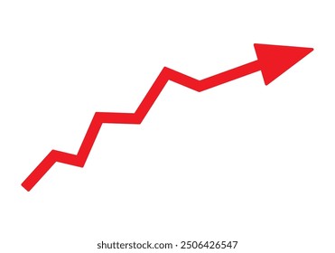 Growing business red arrow on white, Profit red arrow, Vector illustration.Business concept, growing chart. Concept of sales symbol icon with arrow moving up. Economic Arrow With Growing Trend.