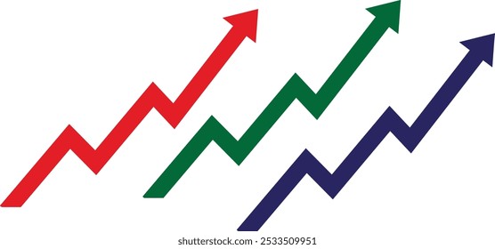 Growing business red arrow on white, Profit red arrow, Vector illustration.Business concept, growing chart. Concept of sales symbol icon with arrow moving up. Economic Arrow With Growing Trend.
