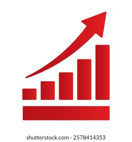 Growing business red arrow on white, Profit red arrow, Vector illustration.Business concept, growing chart. Concept of sales symbol icon with arrow moving up. Economic Arrow With Growing Trend.