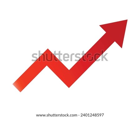 Growing business red arrow on white, Profit red arrow, Vector illustration.Business concept, growing chart. Concept of sales symbol icon with arrow moving up. Economic Arrow With Growing Trend.