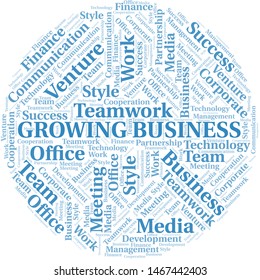 Growing Business word cloud. Collage made with text only.
