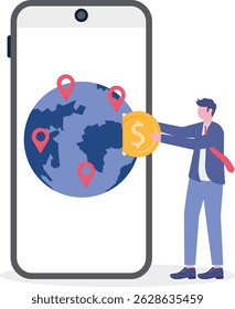 growing business worldwide concept.flat design.illustration with people.


