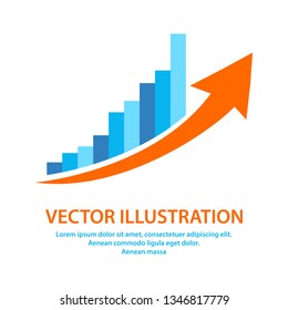 Growing BusinessGraph icon in flat style. Profit symbol for your web site design, logo, app. Vector EPS 10