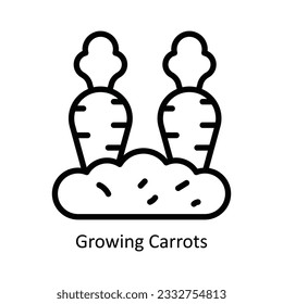 Growing Carrots Vector  outline Icon Design illustration. Nature and ecology Symbol on White background EPS 10 File