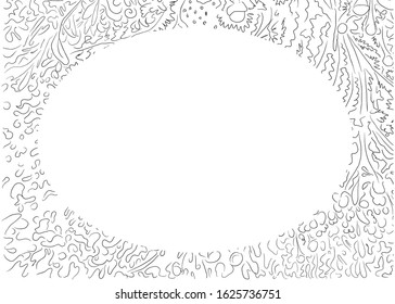 Growing chamomile herb pharmacy, abstract drawing, black and white frame