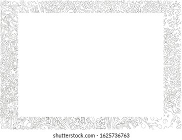 Growing chamomile herb pharmacy, abstract drawing, black and white frame