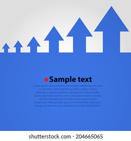 Growing chart. Arrows move up abstract vector background.