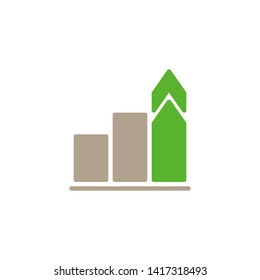 Growing chart flat icon, Financial bar vector sign, Growth chart colorful pictogram isolated on white. Symbol, logo illustration. Flat style design