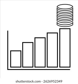 Growing chart icon with coins on top on white background vector
Vector business icon