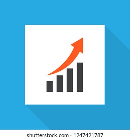Growing chart icon flat symbol. Premium quality isolated increasing element in trendy style.