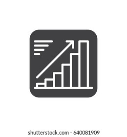 Growing chart icon vector, filled flat sign, solid pictogram isolated on white. Positive dynamic symbol, logo illustration. Pixel perfect