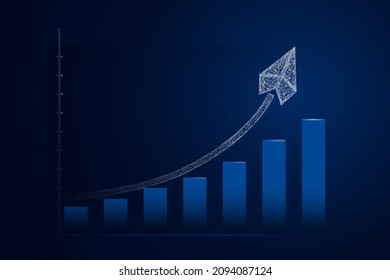 growing chart Lines and stars are rockets leading to business growth . Profits are profitable returns soar. Futuristic raise chart rocket digital transformation abstract technology background.