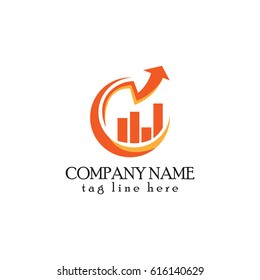 Growing chart logo in orange with circle shape