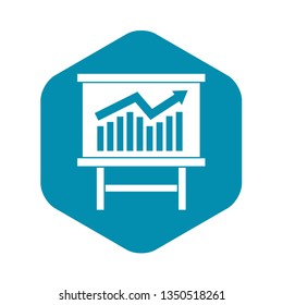Growing chart on presentation board icon in simple style isolated on white background