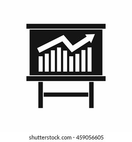 Growing chart on presentation board icon in simple style isolated on white background