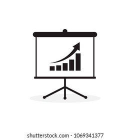 Growing Chart Presentation Icon, Vector Business illustration.
