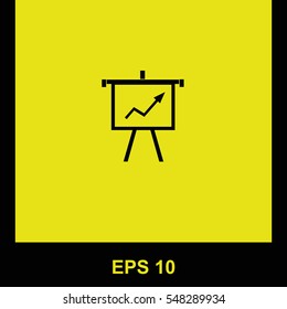 Growing Chart Presentation vector black icon. Isolated illustration. Business picture.
