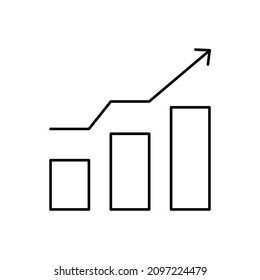 Crecer en la gráfica. Icono de vector simple de contorno en blanco y negro con líneas delgadas. Grosor de línea modificable