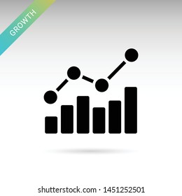 Growing chart solid Icon on white background. Vector isolated element.