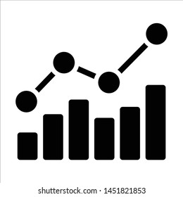 Growing chart solid Icon on white background. Vector isolated element.