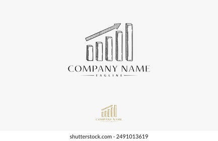 Plantilla de logotipo vintage dibujado a mano, logotipo de crecimiento empresarial