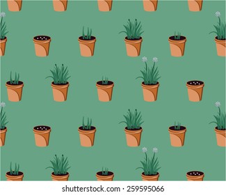 Growing chives in flowerpot vector background