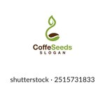 growing coffee seed logo design vector.