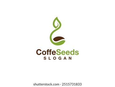 growing coffee seed logo design vector.