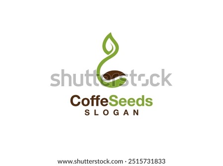 growing coffee seed logo design vector.