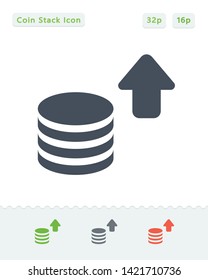 Growing Coin Stack - Sticker Icons. A professional, pixel aligned icon.