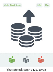 Growing Coin Stacks - Sticker Icons. A professional, pixel aligned icon.