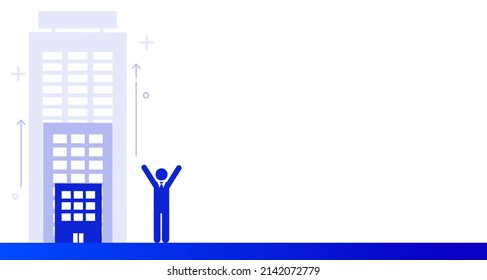 Growing company and rejoicing businessman image,vector illustration,copy space,vector