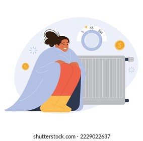 Growing up cost of living. Grocery price rising up. Utility bills, gas and electricity consumption expenses. Inflation or economic recession effect. Flat vector illustration
