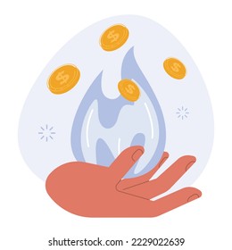 Growing up cost of living. Grocery price rising up. Utility bills, gas and electricity consumption expenses. Inflation or economic recession effect. Flat vector illustration